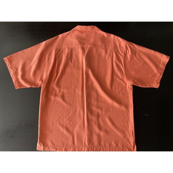 TOMMY BAHAMA RELAX Deep Coral 100% Silk Camp Shirt sz L - Picture 7 of 7